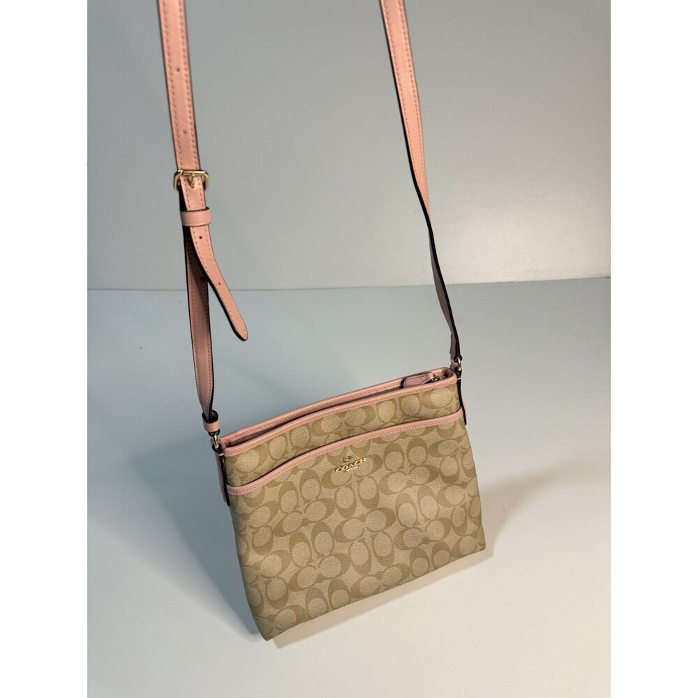 Coach Beige Signature Crossbody with Pink Trim - Picture 11 of 16